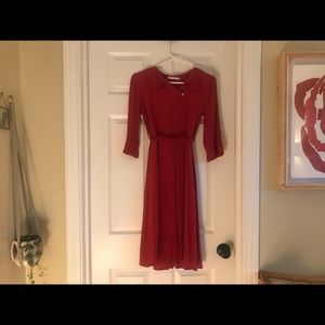 Rounded  Collar Red Dress